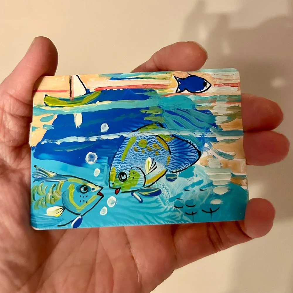 2.5x3.5inches ACEO card Fish , hand painted